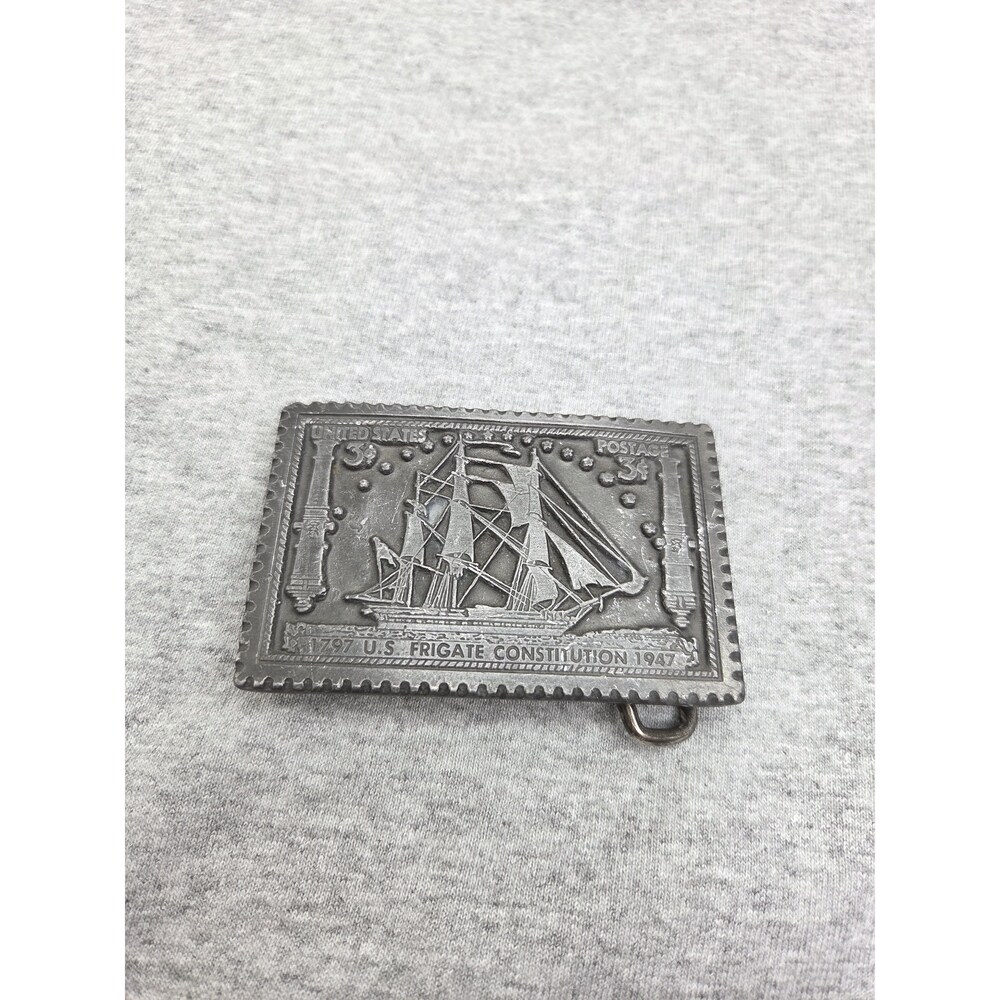 1947 US Frigate Constitution Ship Fine Pewter Nepo Belt Buckle